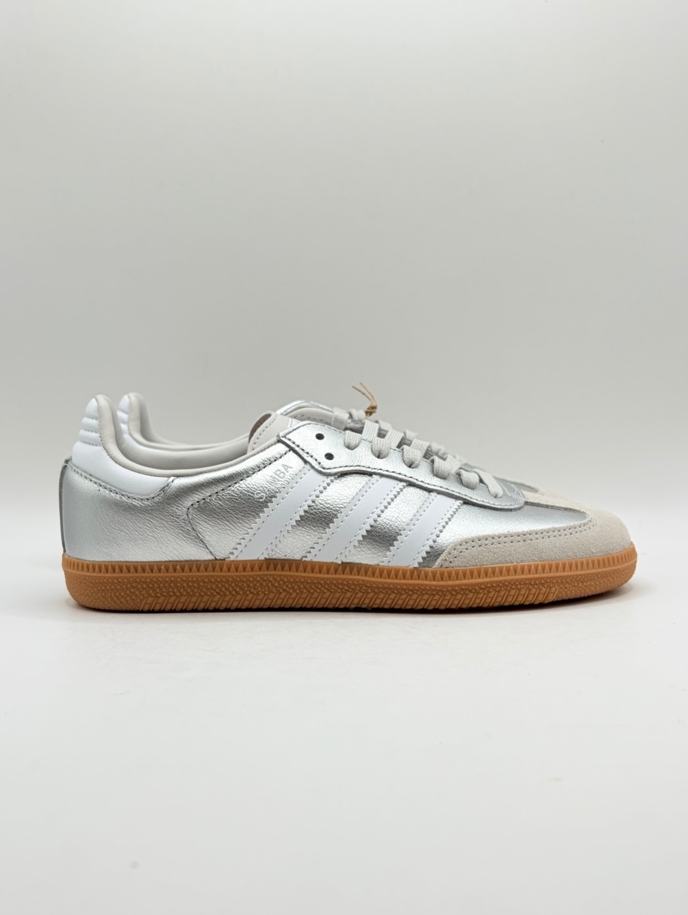 Adidas Samba OG J Silver Metallic White Gum Sneakers Size 3.5 Youth